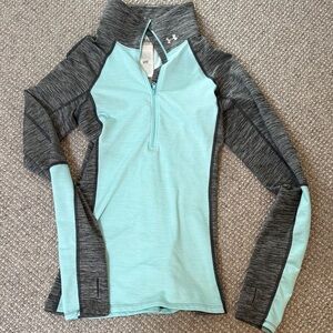 Under Armour ColdGear Aqua and Charcoal Quarter-Zip Top